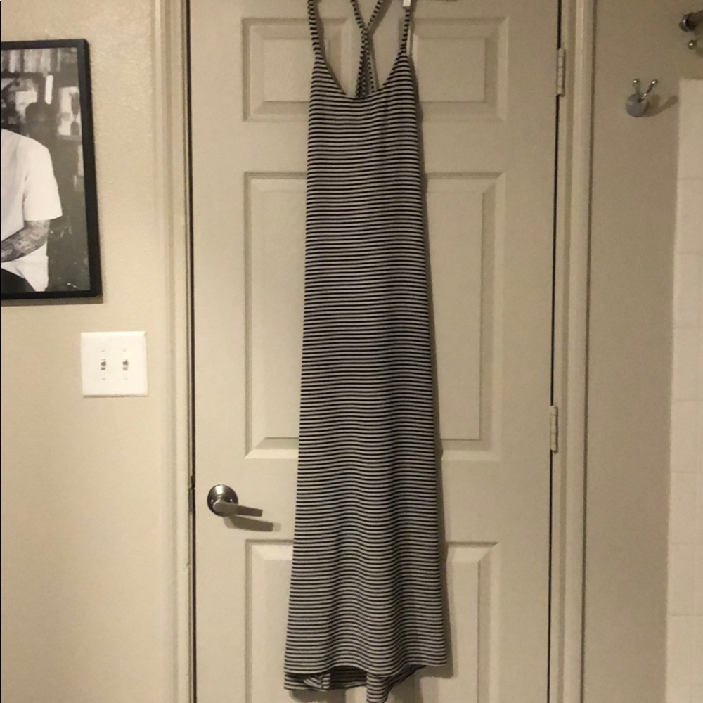 Black and white striped dress